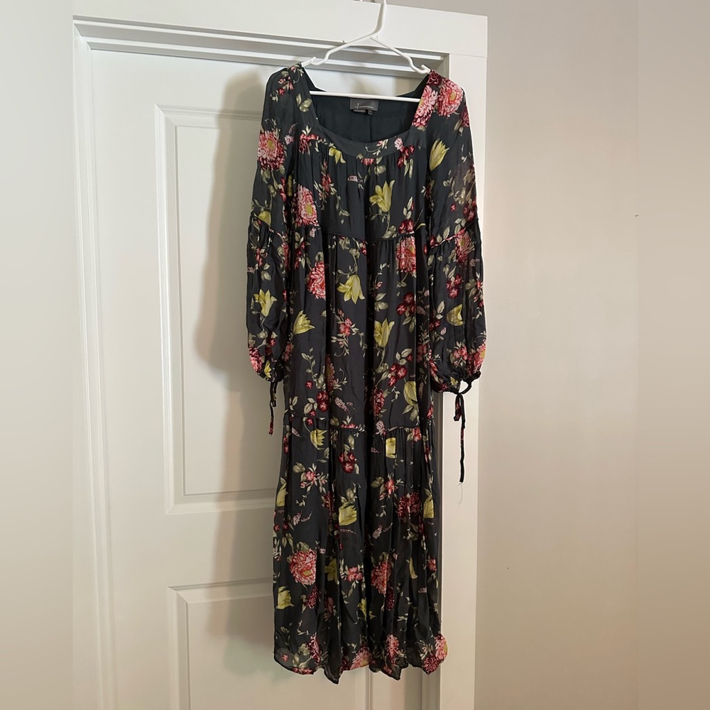 Anthropologie Dark Floral Long Sleeve Dress